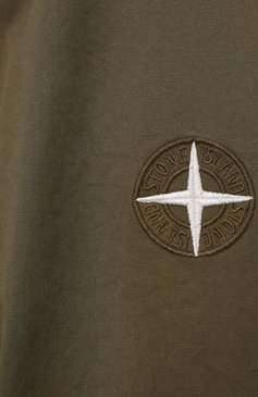 Мужская хлопковая рубашка STONE ISLAND хаки цвета, арт. 741511819 | Фото 5 (Материал внешний: Хлопок; Принт: Однотонные; Длина (для топов): Стандартные; Рукава: Короткие; Воротник: Кент; Случай: Повседневный; Стили: Милитари; Материал сплава: Проставлено; Драгоценные камни: Проставлено)