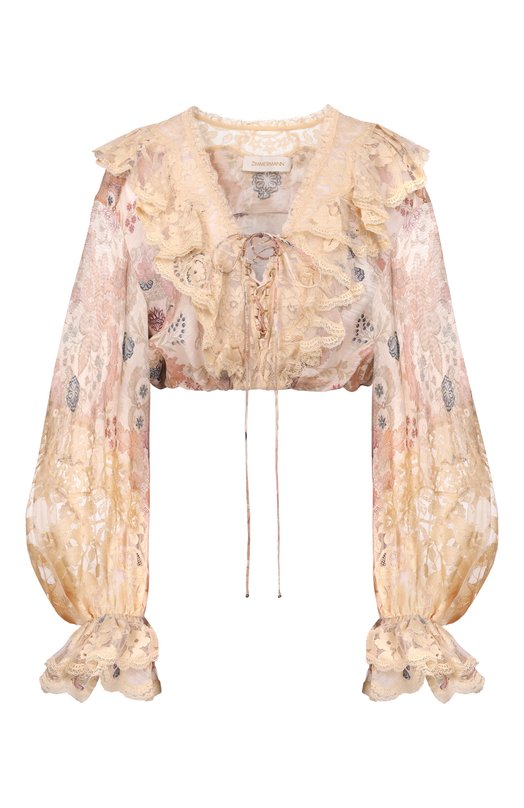 Блузка изо льна и шелка Zimmermann 7117TC261 Кремовый 7117TC261