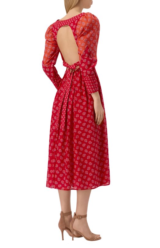 Хлопковое платье Ulyana Sergeenko ABM011SS24P 1772Т24 Красный  ABM011SS24P 1772Т24 Фото 4