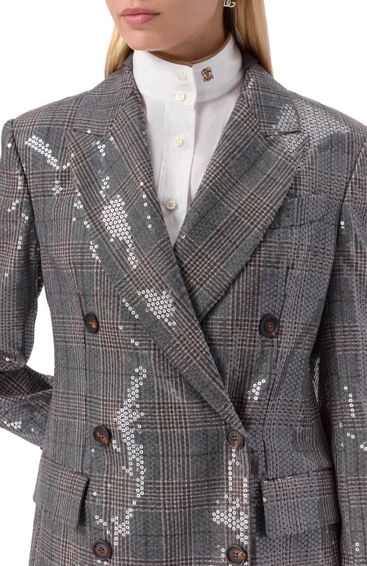 Шерстяной жакет Brunello Cucinelli MB1637544 Серый  MB1637544 Фото 5