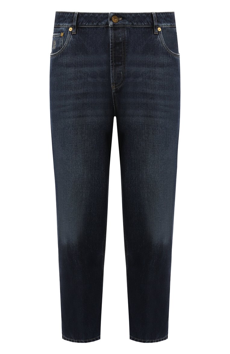 Мужские джинсы straight fit BRUNELLO CUCINELLI темно-синего цвета, арт. M074PR2200 | Фото 1 (Длина (брюки, джинсы): Стандартные; Материал внешний: Хлопок, Деним; Кросс-КТ: Деним; Силуэт М (брюки): Прямые; Детали: Делаве; Стили: Повседневный; Автоматизация состава: Проставлено; Автоматизация ТО: Проставлено)