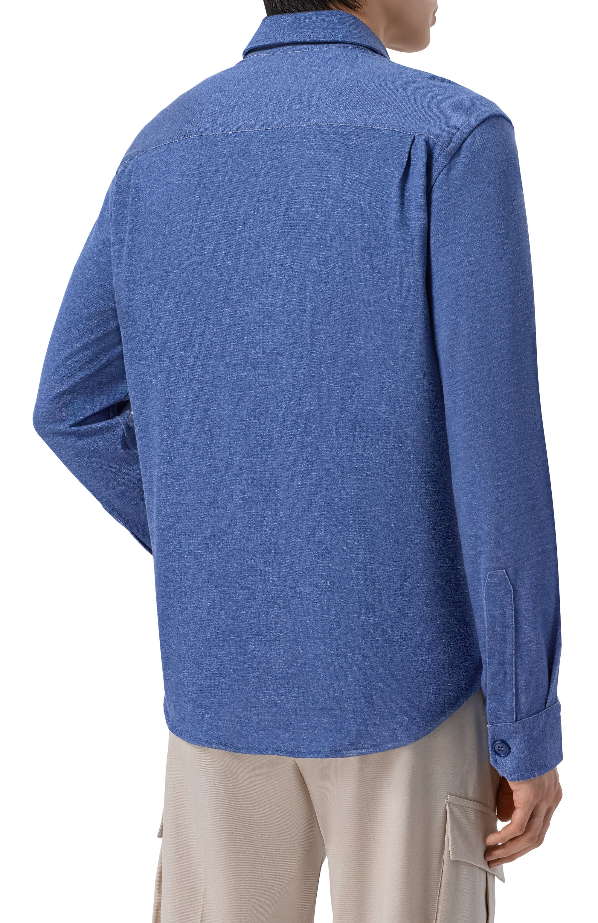 Рубашка из хлопка и шелка BRIONI синего цвета по цене 261500 руб., арт. UJRE0L/PD602, фото 4 Рубашка из хлопка и шелка BRIONI, арт. UJRE0L/PD602, фото 4