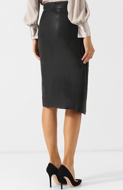 Кожаная юбка-миди с запахом BRUNELLO CUCINELLI, арт. M0PLTG2732, фото 4