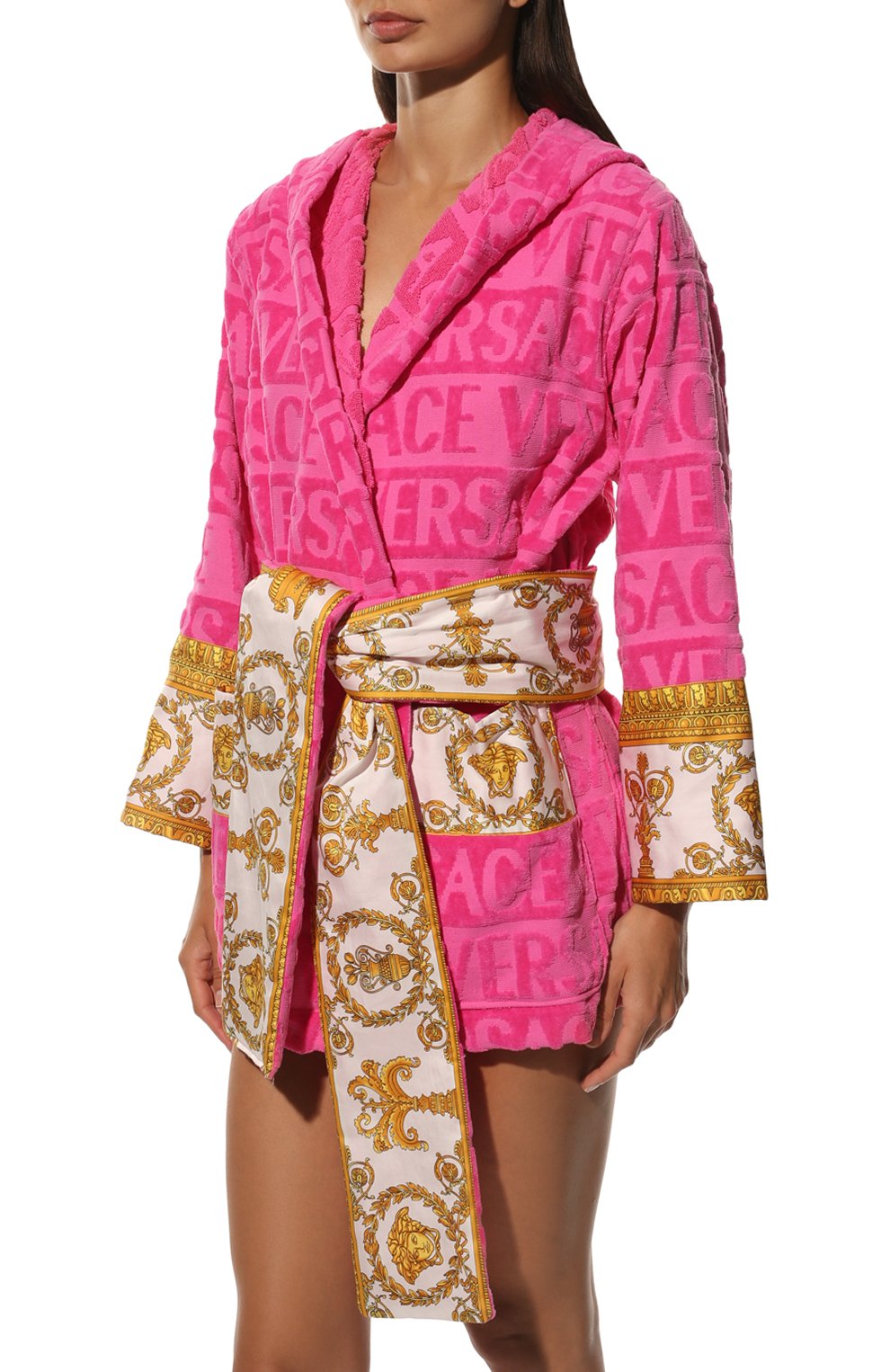 Хлопковый халат VERSACE фуксия цвета по цене 74950 руб., арт. ZACJ00019/ZC0SP052, фото 3 Хлопковый халат VERSACE, арт. ZACJ00019/ZC0SP052, фото 3