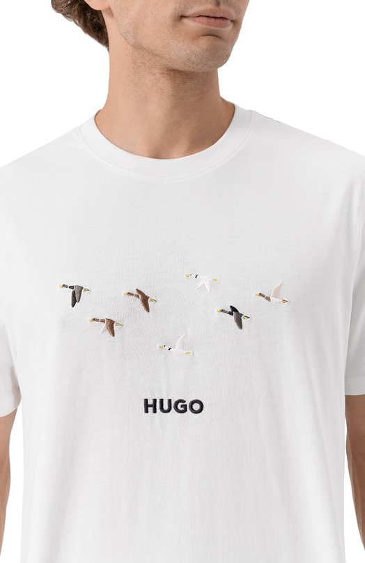 Хлопковая футболка HUGO 50549154 Белый  50549154 Фото 5
