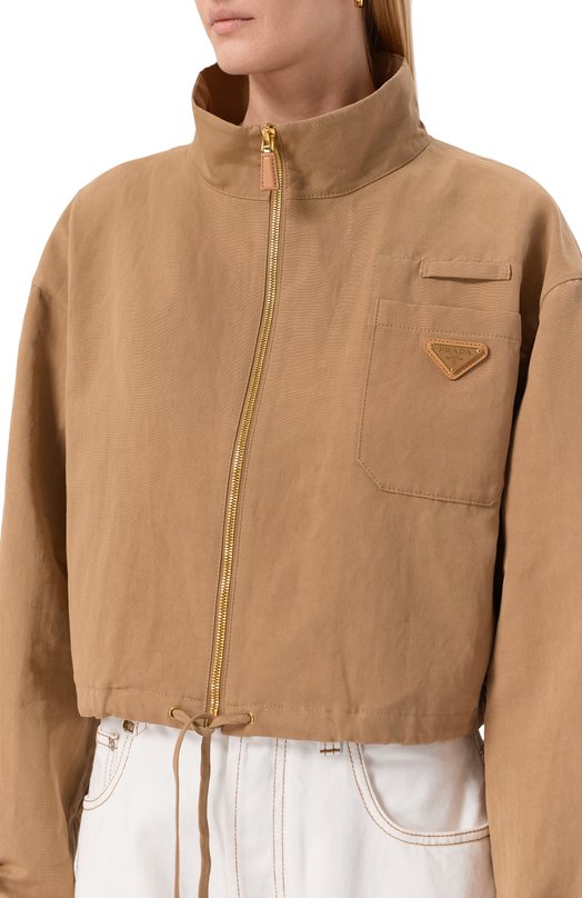 Куртка из хлопка и льна Prada P5380/14F5 Бежевый  P5380/14F5 Фото 5
