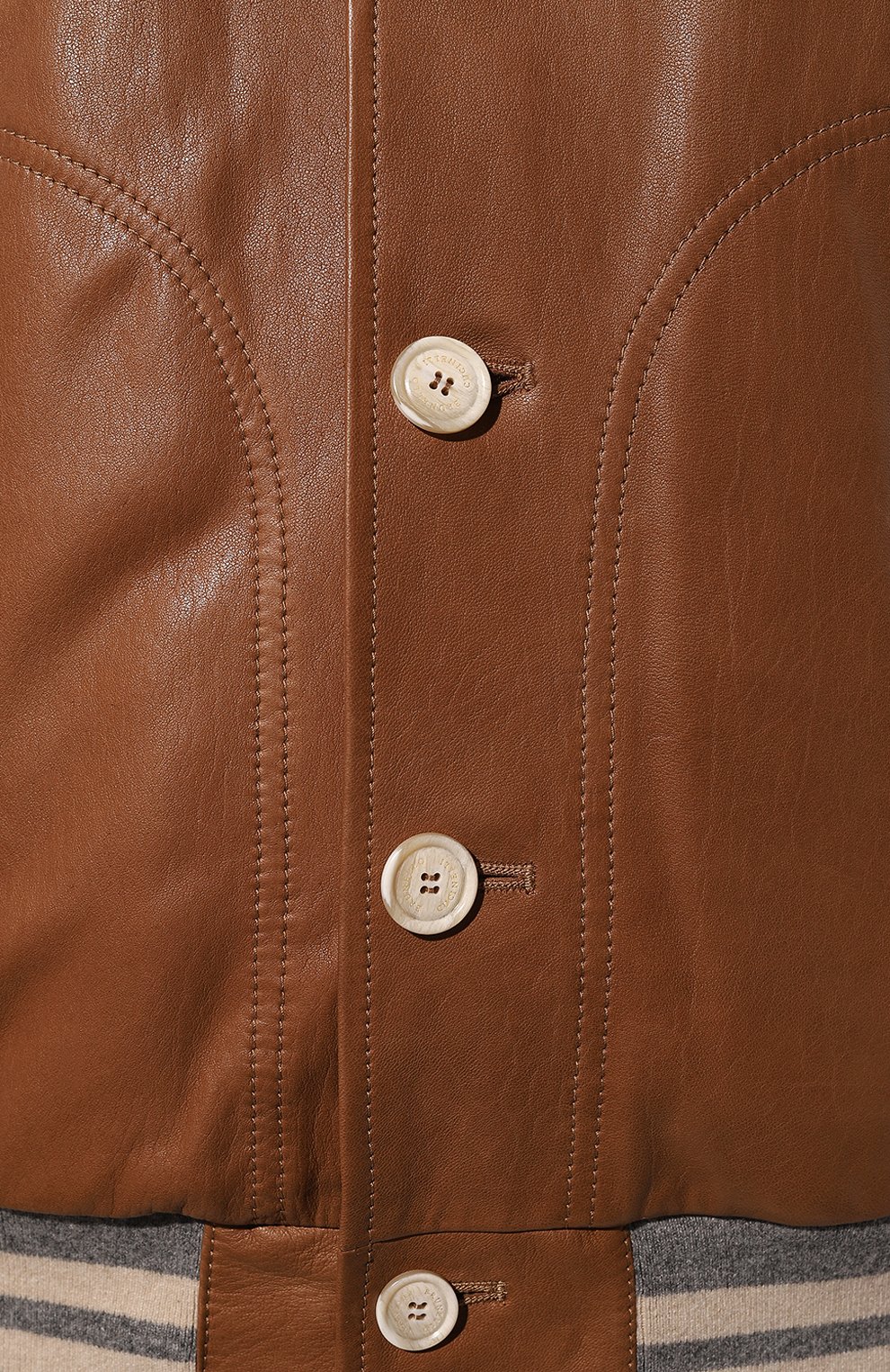 Кожаный бомбер BRUNELLO CUCINELLI коричневого цвета по цене 687500 руб., арт. MPMUP1973, фото 5 Кожаный бомбер BRUNELLO CUCINELLI, арт. MPMUP1973, фото 5