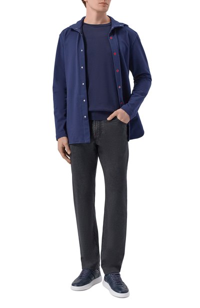 Хлопковый джемпер ANDREA CAMPAGNA темно-синего цвета по цене 28500 руб., арт. M5426-8055, фото 2 Хлопковый джемпер ANDREA CAMPAGNA, арт. M5426-8055, фото 2