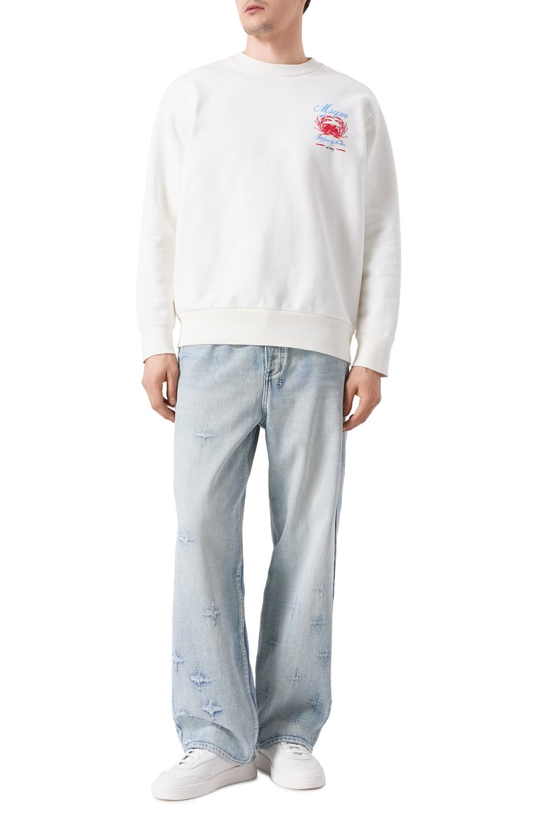Мужской хлопковый свитшот MSGM белого цвета, арт. 3840MM115/257099 | Фото 2 (Рукава: Длинные; Материал сплава: Проставлено; Драгоценные камни: Проставлено; Длина (для топов): Стандартные; Мужское Кросс-КТ: свитшот-одежда; Стили: Кэжуэл; Принт: С принтом; Материал внешний: Хлопок)