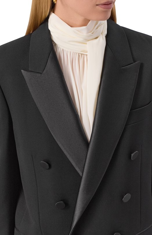 Шерстяной жакет Saint Laurent 837658/Y7E63 Чёрный  837658/Y7E63 Фото 5