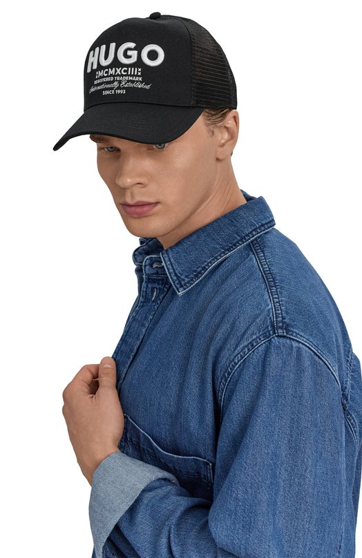 Хлопковая бейсболка HUGO Blue 50533416 Чёрный  50533416 Фото 2