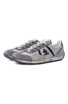 Мужские комбинированные кроссовки jaky x PREMIATA серого цвета, арт. JACKY X/VAR 7498 | Фото 1 (Материал внешний: Текстиль, Натуральная кожа; Подошва: Плоская; Материал внутренний: Натуральная кожа; Стили: Классический; Кросс-КТ: Низкие; Материал утеплителя: Без утеплителя)
