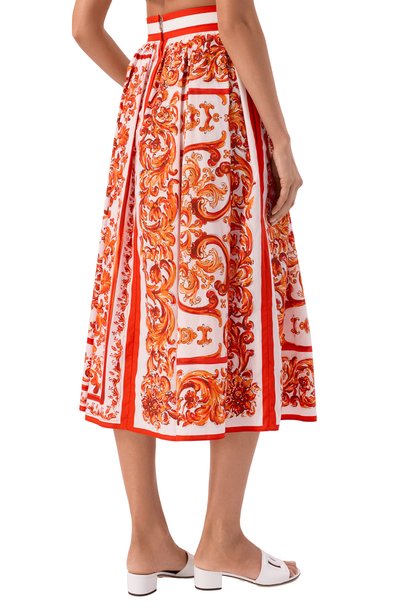 Хлопковая юбка DOLCE & GABBANA оранжевого цвета по цене 136500 руб., арт. F4CULT/GDDRL, фото 4 Хлопковая юбка DOLCE & GABBANA, арт. F4CULT/GDDRL, фото 4