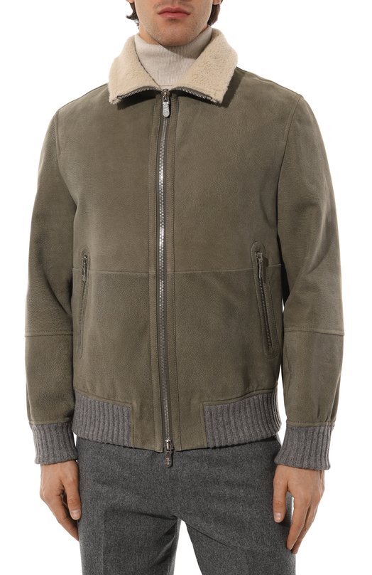 Дубленка из овчины Brunello Cucinelli MPMTU1737 Хаки  MPMTU1737 Фото 3