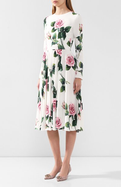 Платье с принтом DOLCE & GABBANA белого цвета по цене 299500 руб., арт. F6H0IT/FSRMB, фото 3 Платье с принтом DOLCE & GABBANA, арт. F6H0IT/FSRMB, фото 3