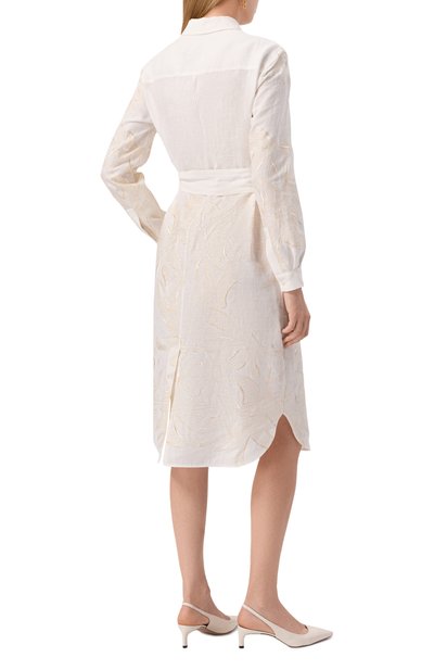 Льняное платье KITON белого цвета по цене 234000 руб., арт. D57304K0999E02, фото 4 Льняное платье KITON, арт. D57304K0999E02, фото 4