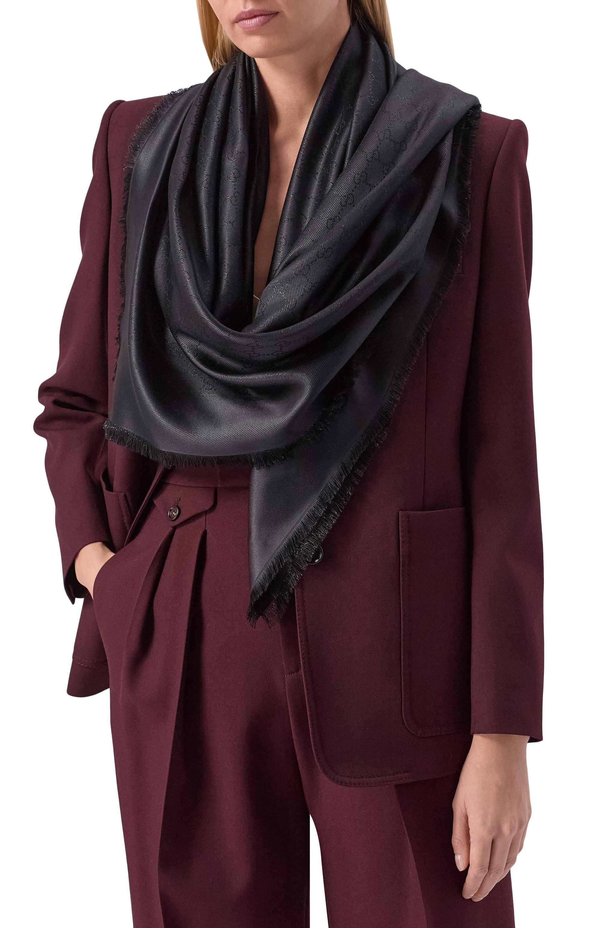 Шаль из шелка и шерсти GUCCI, арт. 844561/3GA18, фото 2