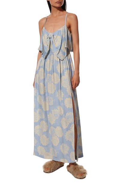 Платье из вискозы MIU MIU голубого цвета по цене 265000 руб., арт. MF4048-1YD7-F0076, фото 3 Платье из вискозы MIU MIU, арт. MF4048-1YD7-F0076, фото 3