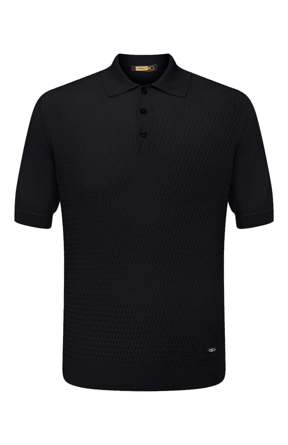 Поло из хлопка и шелка ZILLI темно-синего цвета по цене 121000 руб., арт. MBZ-PB238-ALL01/MC01, фото 1 Поло из хлопка и шелка ZILLI, арт. MBZ-PB238-ALL01/MC01, фото 1