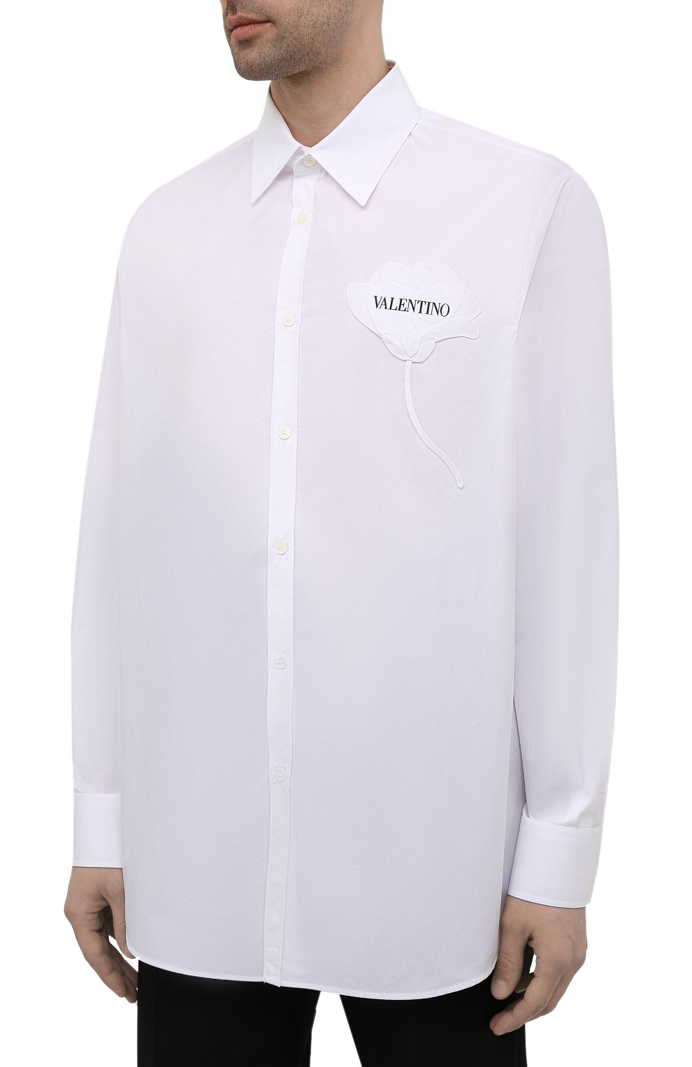 Хлопковая рубашка VALENTINO белого цвета по цене 89950 руб., арт. WV3ABA957H8, фото 3 Хлопковая рубашка VALENTINO, арт. WV3ABA957H8, фото 3