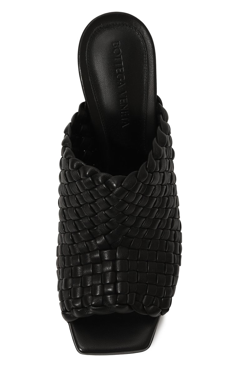 Женские кожаные мюли knot BOTTEGA VENETA черного цвета, арт. 754143V2P50 1000 | Фото 4 (Материал внешний: Натуральная кожа; Материал внутренний: Натуральная кожа; Каблук высота: Высокий; Подошва: Плоская; Каблук тип: Фигурный)