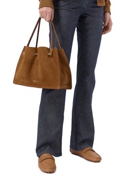 Женская сумка GIORGIO ARMANI коричневого цвета, арт. GW000836/AF14186 | Фото 2 (Размер: medium; Материал: Натуральная кожа, Натуральная замша; Автоматизация состава: Проставлено; Автоматизация ТО: Проставлено)