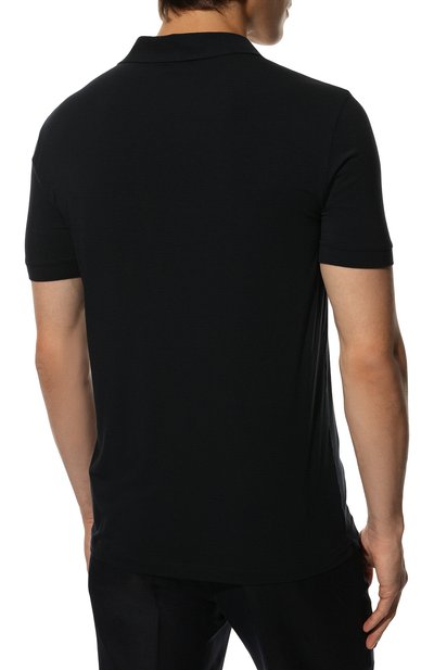 Поло из вискозы GIORGIO ARMANI темно-синего цвета по цене 38800 руб., арт. 3GSF51/SJP4Z, фото 4 Поло из вискозы GIORGIO ARMANI, арт. 3GSF51/SJP4Z, фото 4