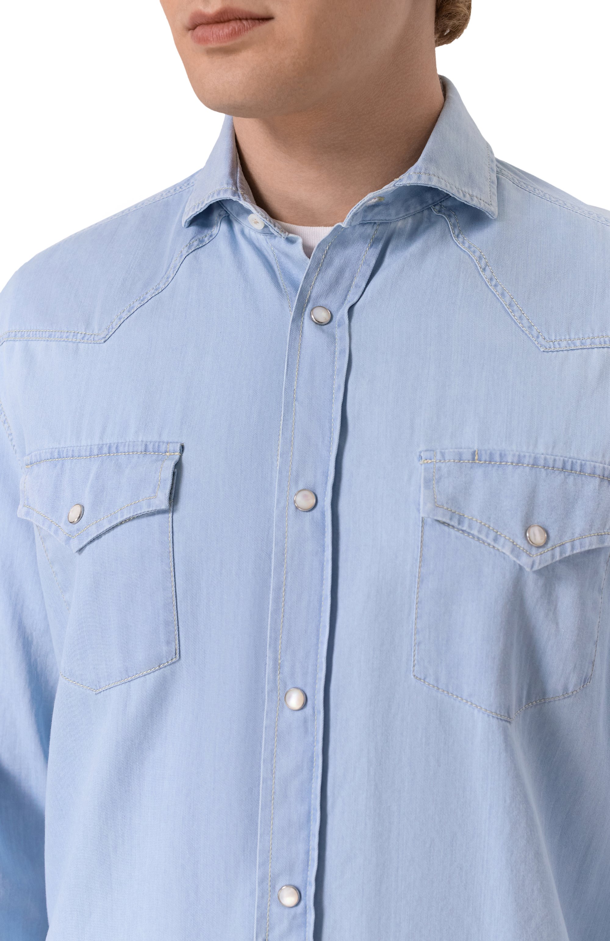 Джинсовая рубашка BRUNELLO CUCINELLI, арт. MR6834008, фото 5