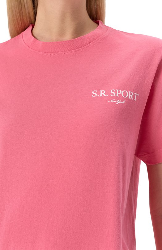 Хлопковая футболка Sporty and Rich T0043612201P139 Розовый  T0043612201P139 Фото 5