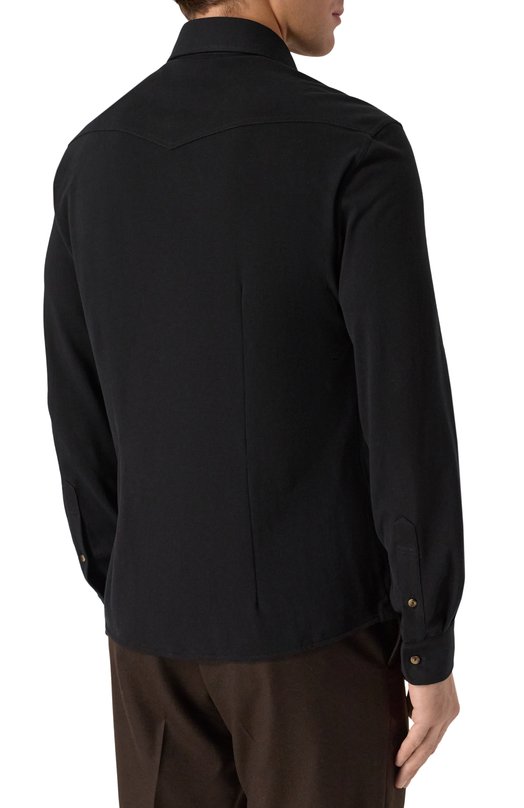 Хлопковая рубашка Brunello Cucinelli ME8546666 Чёрный  ME8546666 Фото 4