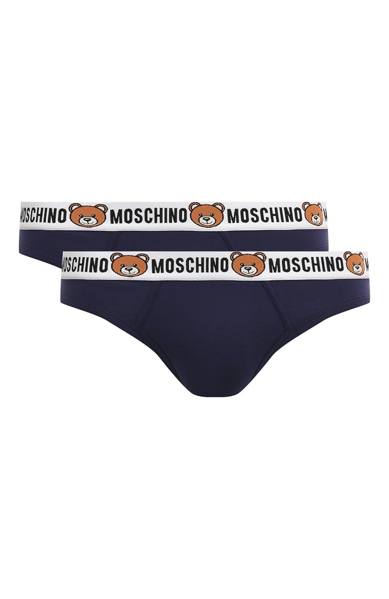Мужские комплект из двух брифов MOSCHINO темно-синего цвета, арт. 232V6/A1384/4402 | Фото 1 (Нос: Не проставлено; Материал сплава: Проставлено; Материал внешний: Хлопок; Кросс-КТ: бельё; Мужское Кросс-КТ: Трусы; Тематический товар: Teddy Bear; Трусы М: Брифы)