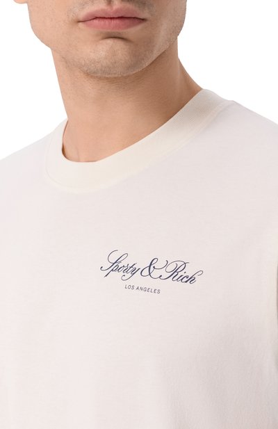 Хлопковая футболка SPORTY AND RICH кремового цвета по цене 12150 руб., арт. T011976269WH37, фото 5 Хлопковая футболка SPORTY AND RICH, арт. T011976269WH37, фото 5