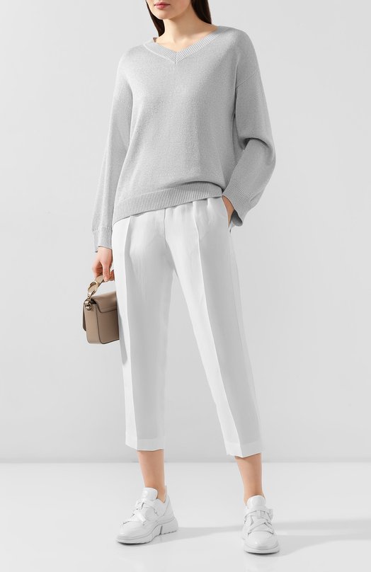 Брюки из смеси вискозы и льна Brunello Cucinelli MH126P7197 Белый  MH126P7197 Фото 2