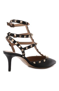Женские кожаные туфли rockstud VALENTINO черного цвета, арт. 6W2S0375/VCE | Фото 5 (Материал внешний: Натуральная кожа; Подошва: Плоская; Драгоценные камни: Проставлено; Материал внутренний: Натуральная кожа; Материал сплава: Проставлено; Каблук высота: Средний; Каблук тип: Шпилька)