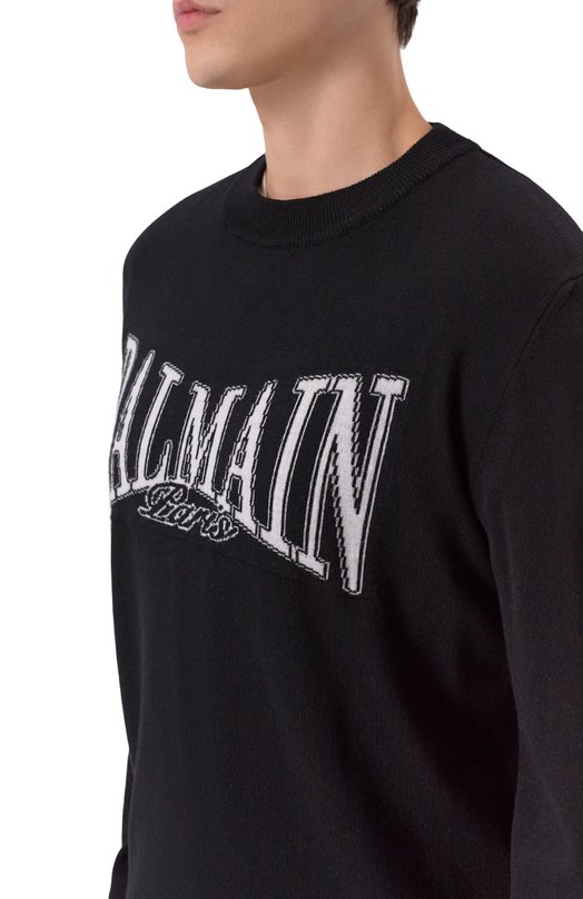 Шерстяной джемпер Balmain FH0KD000/KJ26 Чёрно-белый  FH0KD000/KJ26 Фото 5