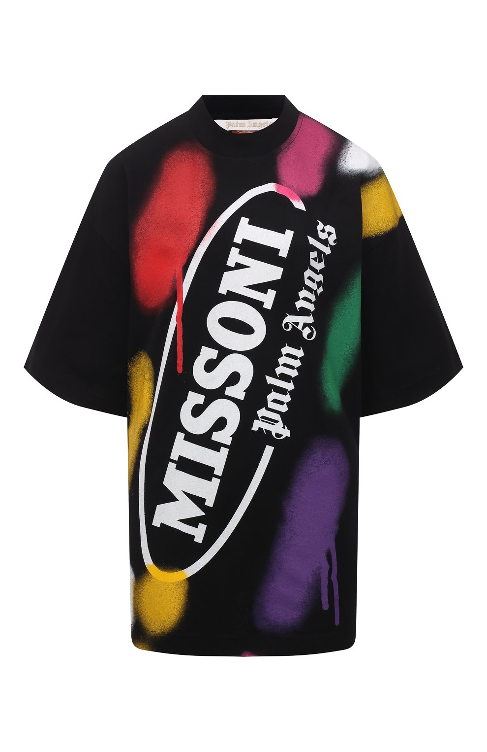 Хлопковая футболка palm angels x missoni PALM ANGELS черного цвета по цене 39950 руб., арт. PWAA017F21JER0061001, фото 1 Хлопковая футболка palm angels x missoni PALM ANGELS, арт. PWAA017F21JER0061001, фото 1