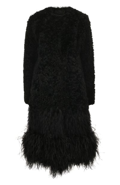 Женская шуба с отделкой перьями PRADA, арт. 56955-1XM8-F0002