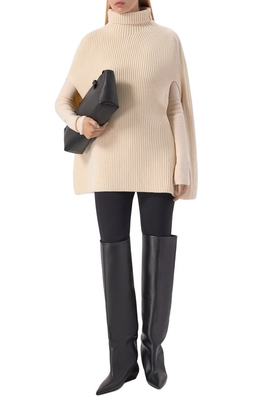 Шерстяное пончо Jil Sander J02ZZ0146/J14511 Кремовый  J02ZZ0146/J14511 Фото 2