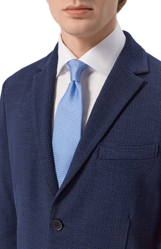 Шелковый галстук Canali 18/HJ04542 Голубой  18/HJ04542 Фото 2