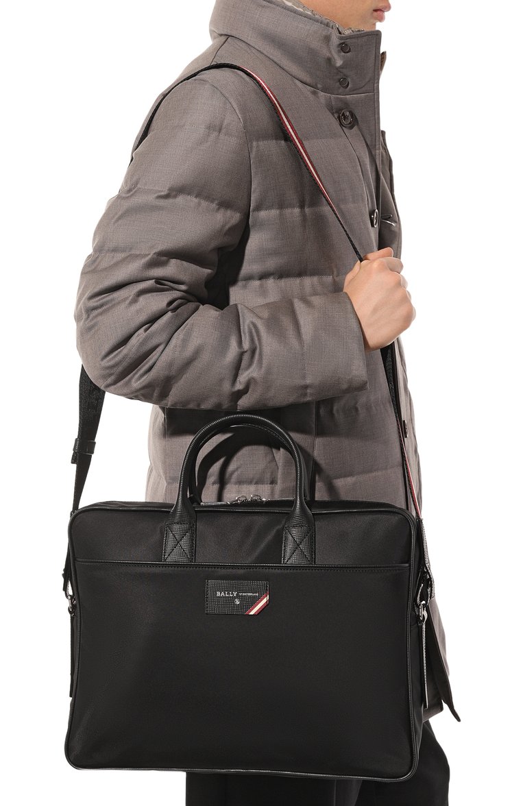 Мужская портфель BALLY черного цвета, арт. 600731/21397 | Фото 2 (Размер: large; Материал: Текстиль; Ремень/цепочка: На ремешке)