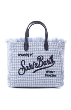 Женская сумка vanity mini MC2 SAINT BARTH голубого цвета, арт. VANITY MINI W/00506G | Фото 1 (Драгоценные камни: Проставлено; Размер: mini; Материал: Текстиль; Материал сплава: Проставлено; Ремень/цепочка: На ремешке)