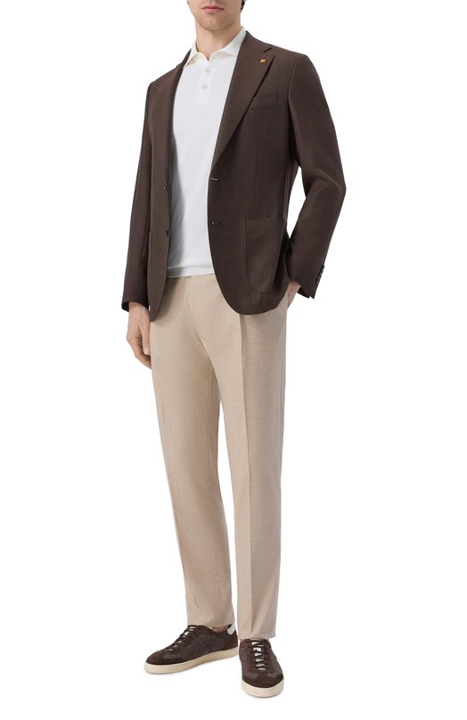 Брюки из шерсти и хлопка Andrea Campagna XRETR0L0NG/GB1866 Бежевый  XRETR0L0NG/GB1866 Фото 2