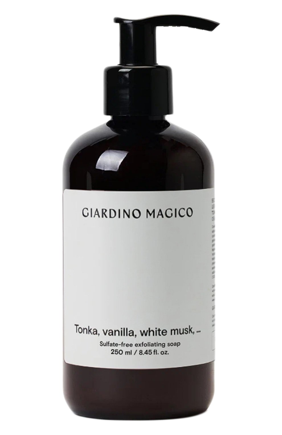 Бессульфатное жидкое мыло с микрогранулами кремния tonka, vanilla, white musk,… (250ml) GIARDINO MAGICO, арт. 4640200325679, фото 1