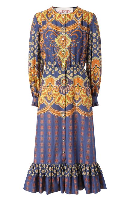 Женское хлопковое платье VALENTINO синего цвета по цене 0 руб., арт. 6B3VAF0297D | Фото 1