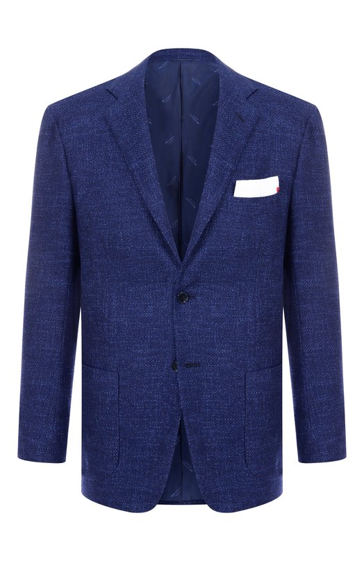 Пиджак из шерсти и шелка Kiton UG81K0170E03 Синий UG81K0170E03