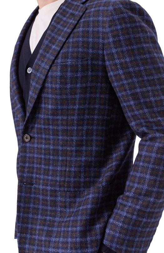 Пиджак из шерсти и шелка Kiton UG81K0128G02/64L-68L Синий  UG81K0128G02/64L-68L Фото 6