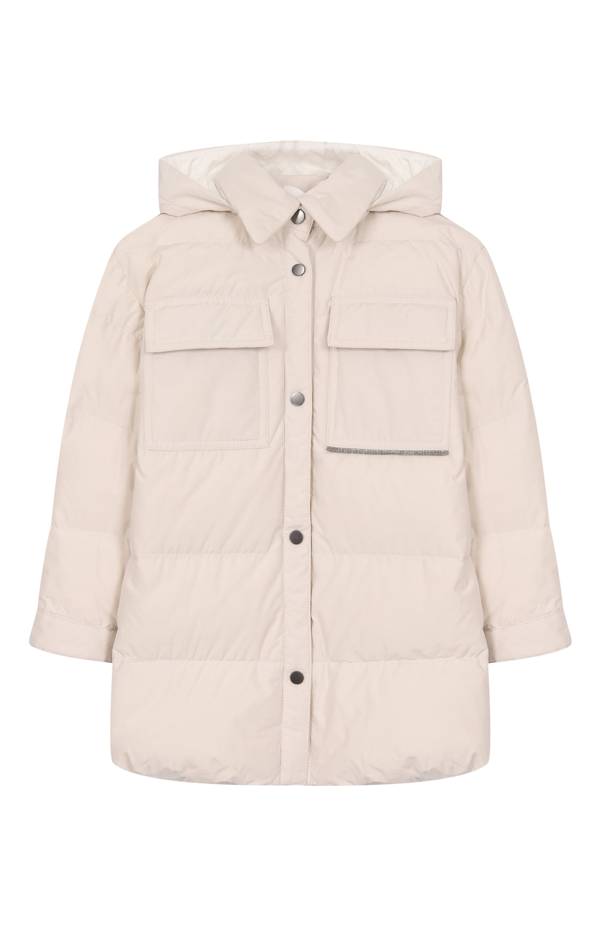 Пуховик BRUNELLO CUCINELLI светло-бежевого цвета по цене 119500 руб., арт. BG501J439A, фото 1 Пуховик BRUNELLO CUCINELLI, арт. BG501J439A, фото 1