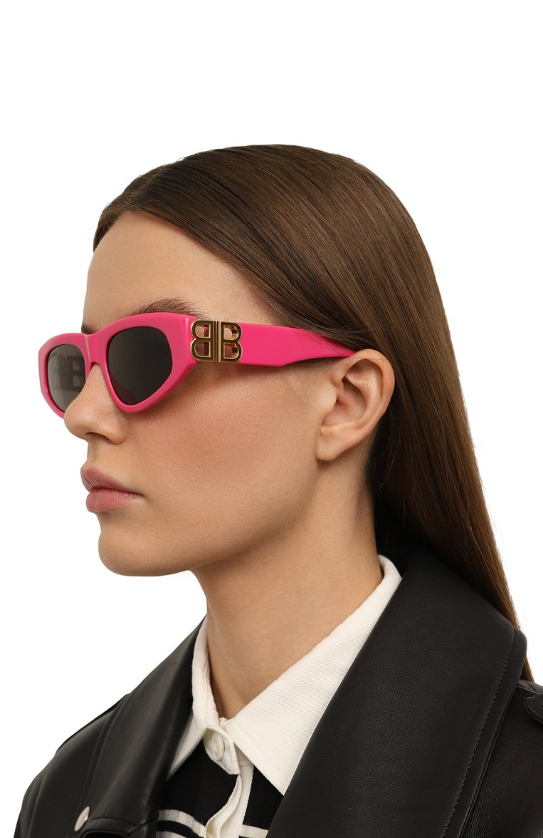 Женские солнцезащитные очки BALENCIAGA розового цвета, арт. BB0095S 006 | Фото 2 (Тип очков: С/з; Нос: Не проставлено; Материал: Металл, Пластик; Региональные ограничения белый список (Axapta Mercury): Не проставлено; Оптика Гендер: оптика-женское; Очки форма: Cat-eye)