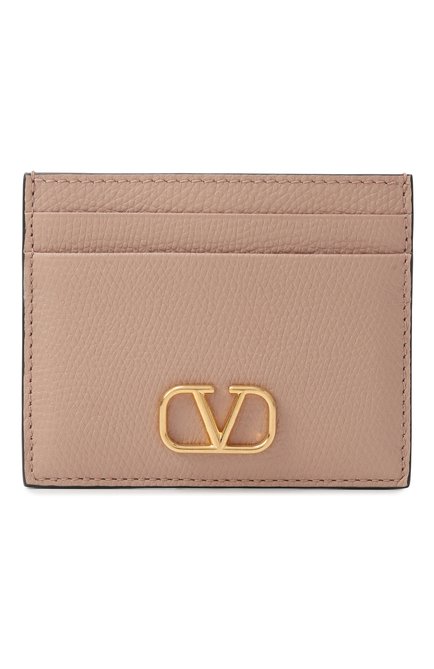 Женский кожаный футляр для кредитных карт VALENTINO бежевого цвета, арт. 6W2P0V32/SNP | Фото 1 (Материал: Натуральная кожа; Материал сплава: Проставлено; Нос: Не проставлено)