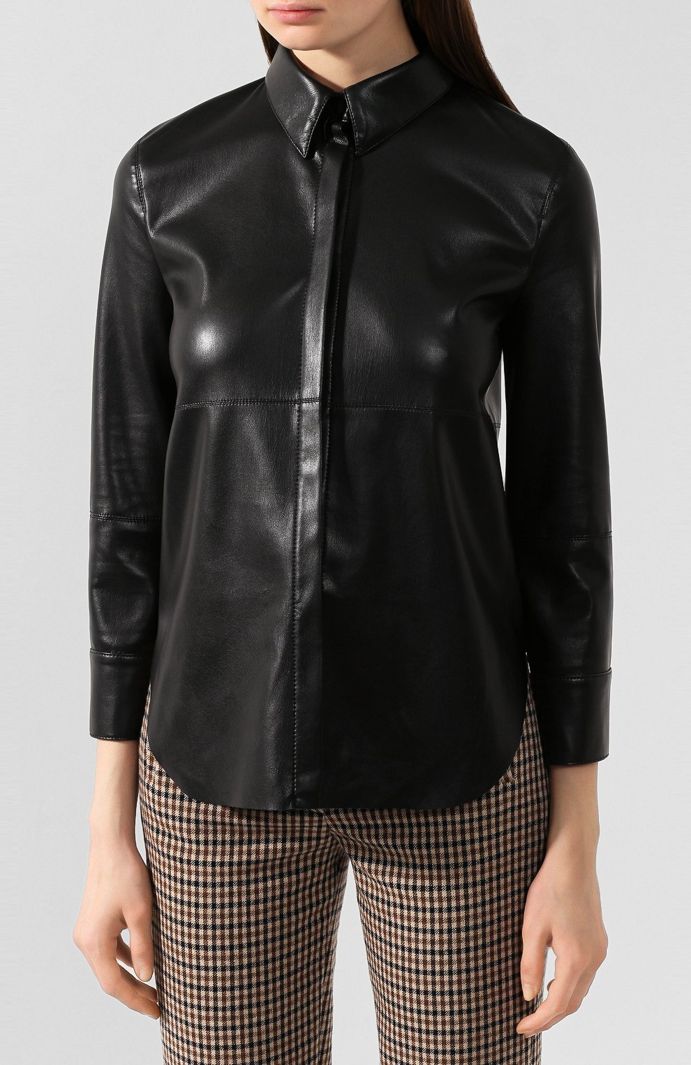 Рубашка NANUSHKA черного цвета по цене 57850 руб., арт. NAUM_BLACK_VEGAN LEATHER, фото 3 Рубашка NANUSHKA, арт. NAUM_BLACK_VEGAN LEATHER, фото 3